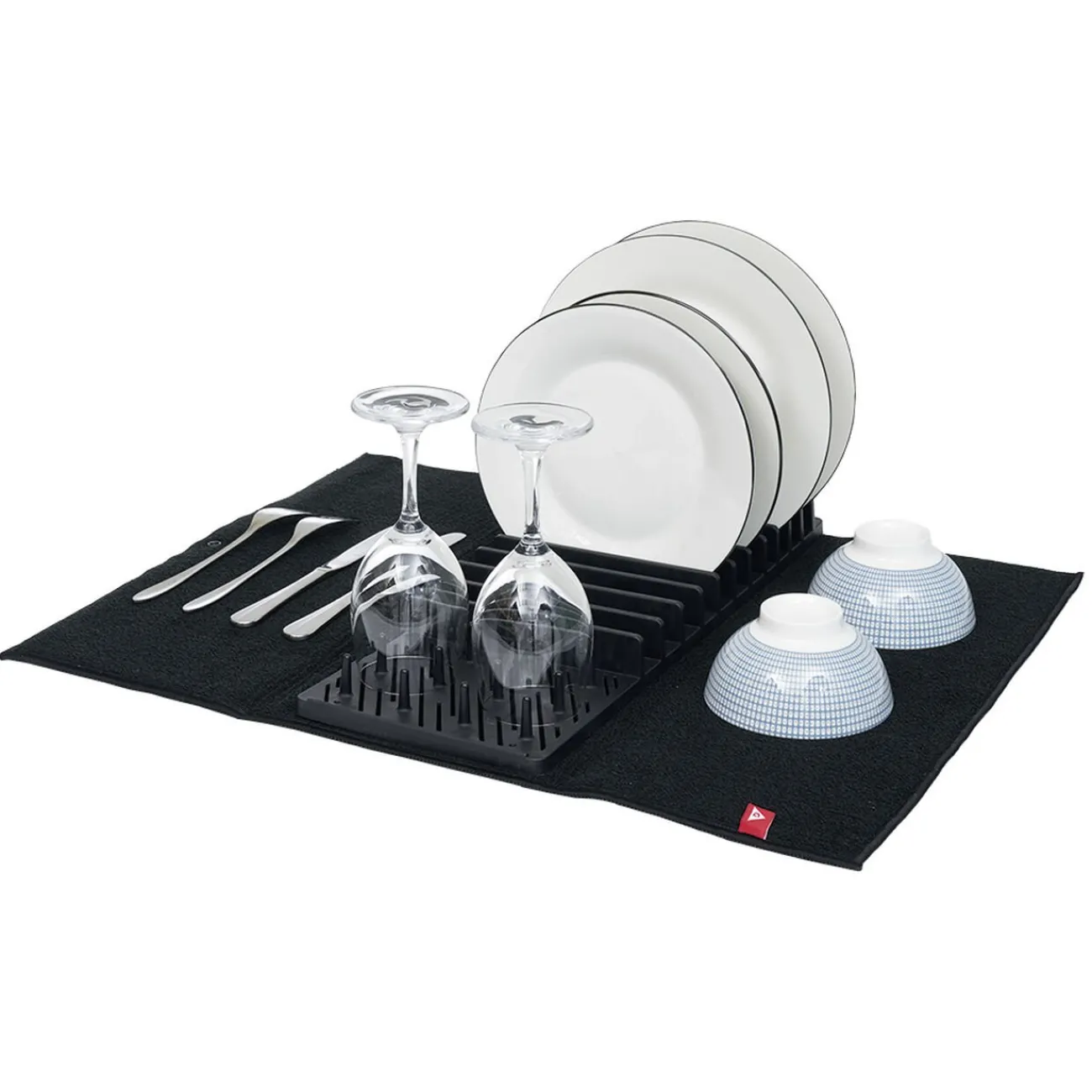 Sale Égouttoir avec tapis pliable noir 11 rangées 12 picots Rangement De Cuisine