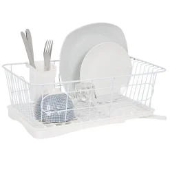 Outlet Égouttoir blanc avec bac de récupération et gouttière d'écoulement Rangement De Cuisine