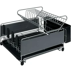 New Égouttoir extensible en métal et plastique gris 41,5x30xH23,5cm Rangement De Cuisine