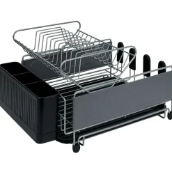 New Égouttoir extensible en métal et plastique gris 41,5x30xH23,5cm Rangement De Cuisine