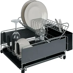 New Égouttoir extensible en métal et plastique gris 41,5x30xH23,5cm Rangement De Cuisine