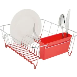 Sale Égouttoir vaisselle base métal gris et rouge Rangement De Cuisine