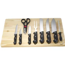 Best Kit de découpe avec planche en bois et 9 ustensiles Préparation Culinaire