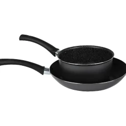 Lot 1 poêle + 1 casserole aluminium effet pierre Cuisson
