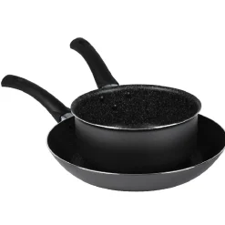 Lot 1 poêle + 1 casserole aluminium effet pierre Cuisson