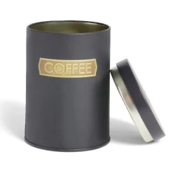 Online Lot de 3 boîtes alimentaires acier noir et doré Ø9xH12cm Rangement De Cuisine