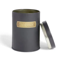 Online Lot de 3 boîtes alimentaires acier noir et doré Ø9xH12cm Rangement De Cuisine