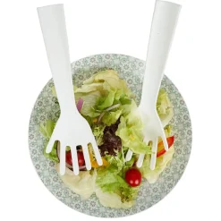 Hot Lot de 2 couverts à salade forme main plastique blanc Préparation Culinaire