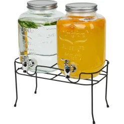 Outlet Lot de 2 distributeurs de boisson 4L avec support en métal Vaisselle Et Accessoires De Table