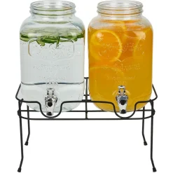 Outlet Lot de 2 distributeurs de boisson 4L avec support en métal Vaisselle Et Accessoires De Table