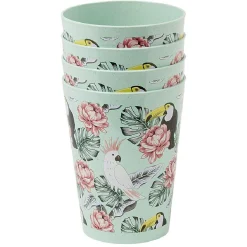 Best Lot de 4 gobelets décor oiseau et feuille 60 cl Vaisselle Et Accessoires De Table