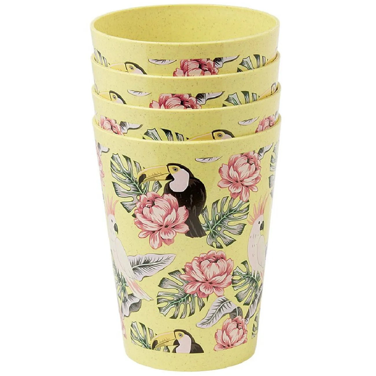 Best Lot de 4 gobelets décor oiseau et feuille 60 cl Vaisselle Et Accessoires De Table