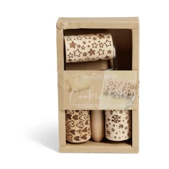 Hot Lot de 3 mini rouleaux à pâtisserie en bois à motifs étoile/flocon/coeur Préparation Culinaire