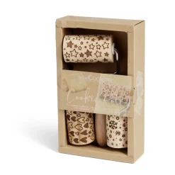Hot Lot de 3 mini rouleaux à pâtisserie en bois à motifs étoile/flocon/coeur Préparation Culinaire
