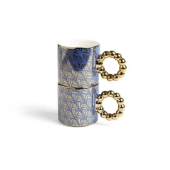 Best Lot de 2 mugs 30cl design chic bleu foncé et doré Vaisselle Et Accessoires De Table