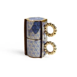 Best Lot de 2 mugs 30cl design chic bleu foncé et doré Vaisselle Et Accessoires De Table