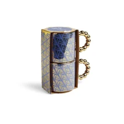 Best Lot de 2 mugs 30cl design chic bleu foncé et doré Vaisselle Et Accessoires De Table