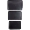 Clearance Lot de 3 plaques à four métal noir 38/43/48x29cm Cuisson