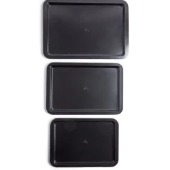 Clearance Lot de 3 plaques à four métal noir 38/43/48x29cm Cuisson