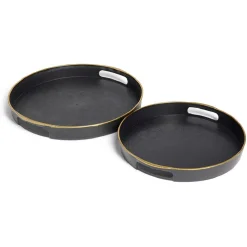Best Lot de 2 plateaux Ø29cm et Ø36cm plastique noir Vaisselle Et Accessoires De Table