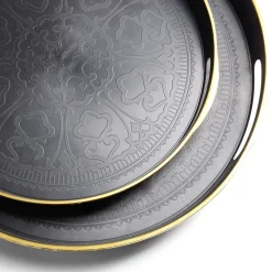Best Lot de 2 plateaux Ø29cm et Ø36cm plastique noir Vaisselle Et Accessoires De Table
