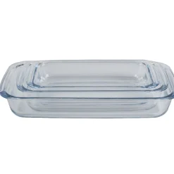 Best Lot de 3 plats à four empilables en verre Cuisson
