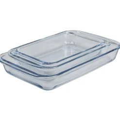 Best Lot de 3 plats à four empilables en verre Cuisson