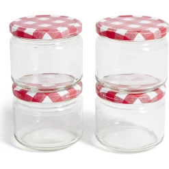 Best Lot de 4 pots à confiture acier et verre Ø7,5xH8,7cm Vaisselle Et Accessoires De Table
