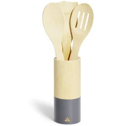 Clearance Lot de 4 ustensiles de cuisine dans pot en bambou Préparation Culinaire