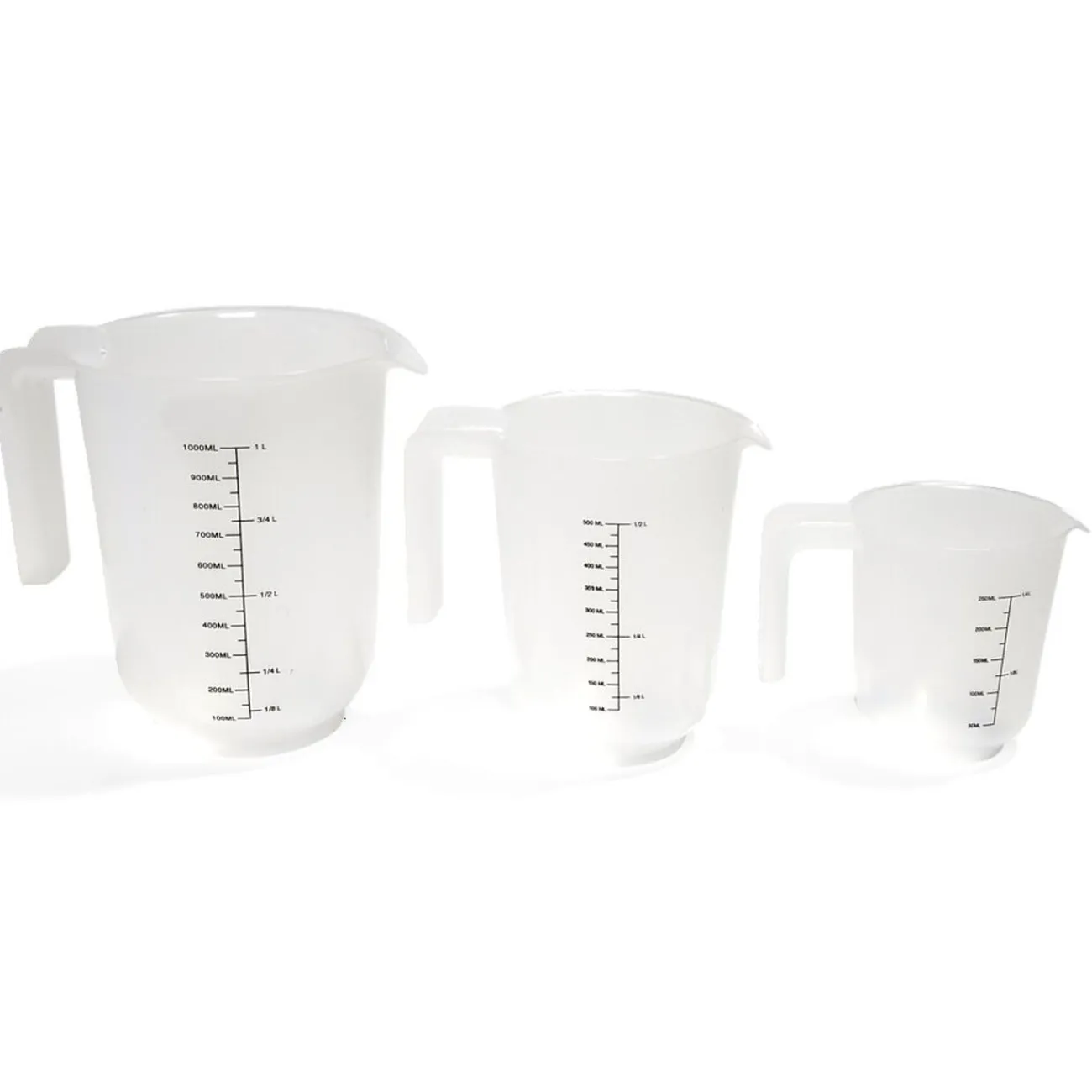 Outlet Lot de 3 verres mesureur 250/500/1000ml plastique blanc transparent Préparation Culinaire