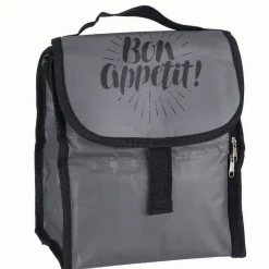 Best Lunch bag réfrigérant gris et noir inscription Bon Appétit ! Conservation Alimentaire