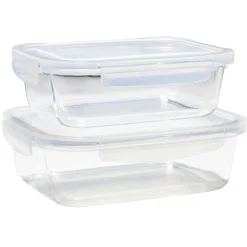 Best Lunchbox en verre x2 avec couvercle 640ml et 1,05L Conservation Alimentaire