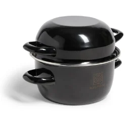 Sale Marmite à moules avec couvercle acier noir Ø18xH16,5cm Cuisson