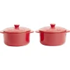Discount Mini cocotte en céramique motif flocon rouge x2 Cuisson