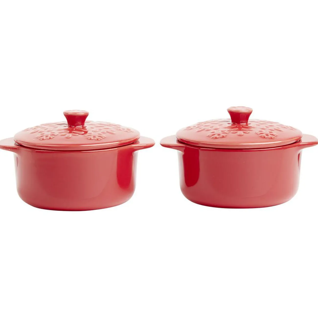 Discount Mini cocotte en céramique motif flocon rouge x2 Cuisson