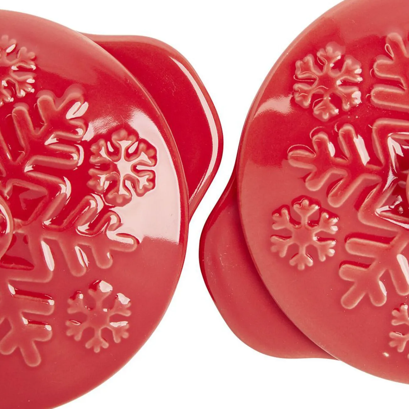Discount Mini cocotte en céramique motif flocon rouge x2 Cuisson