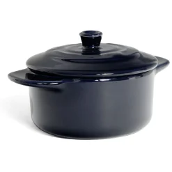 Online Mini cocotte individuelle en céramique avec couvercle - bleu ou noir Cuisson