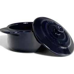 Online Mini cocotte individuelle en céramique avec couvercle - bleu ou noir Cuisson