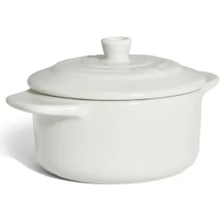 Discount Mini cocotte individuelle en céramique avec couvercle - gris ou blanc Cuisson