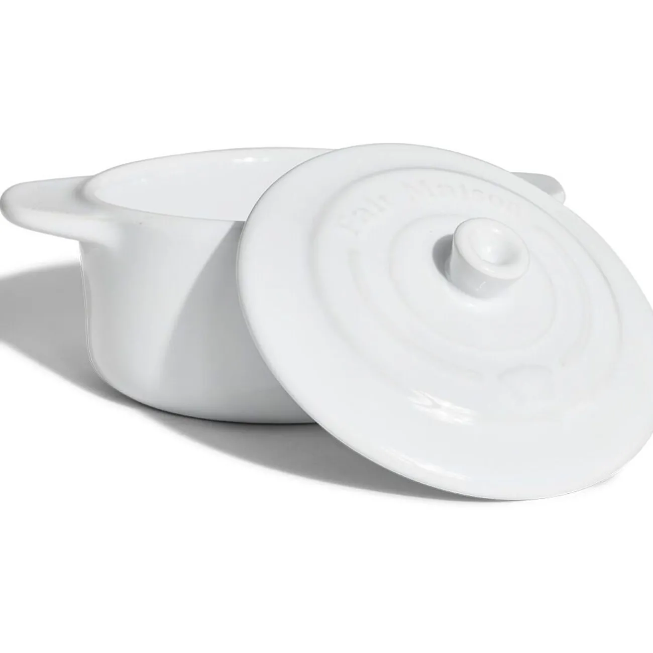 Discount Mini cocotte individuelle en céramique avec couvercle - gris ou blanc Cuisson