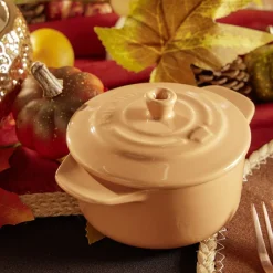 Mini cocotte individuelle en céramique avec couvercle - marron clair ou foncé Cuisson