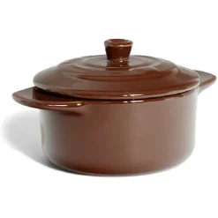 Mini cocotte individuelle en céramique avec couvercle - marron clair ou foncé Cuisson