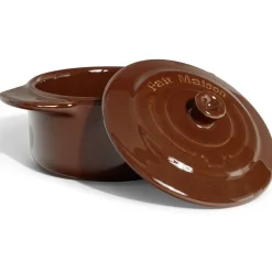Mini cocotte individuelle en céramique avec couvercle - marron clair ou foncé Cuisson