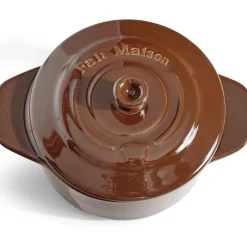 Mini cocotte individuelle en céramique avec couvercle - marron clair ou foncé Cuisson