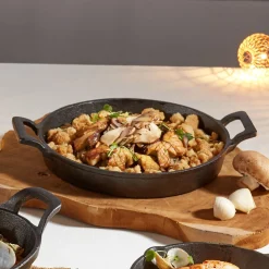 Mini plat à four rond en fonte avec poignées Cuisson