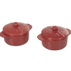 Hot Minis cocottes rouges mat avec couvercle x2 Cuisson