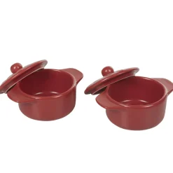 Hot Minis cocottes rouges mat avec couvercle x2 Cuisson