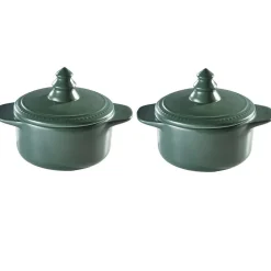 Discount Minis cocottes vertes avec couvercle poignée forme sapin x2 Cuisson