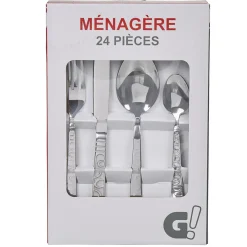Outlet Ménagère 24 pièces strilles en relief Vaisselle Et Accessoires De Table