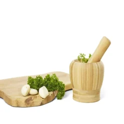 Best Mortier en bambou H14,5cm Préparation Culinaire